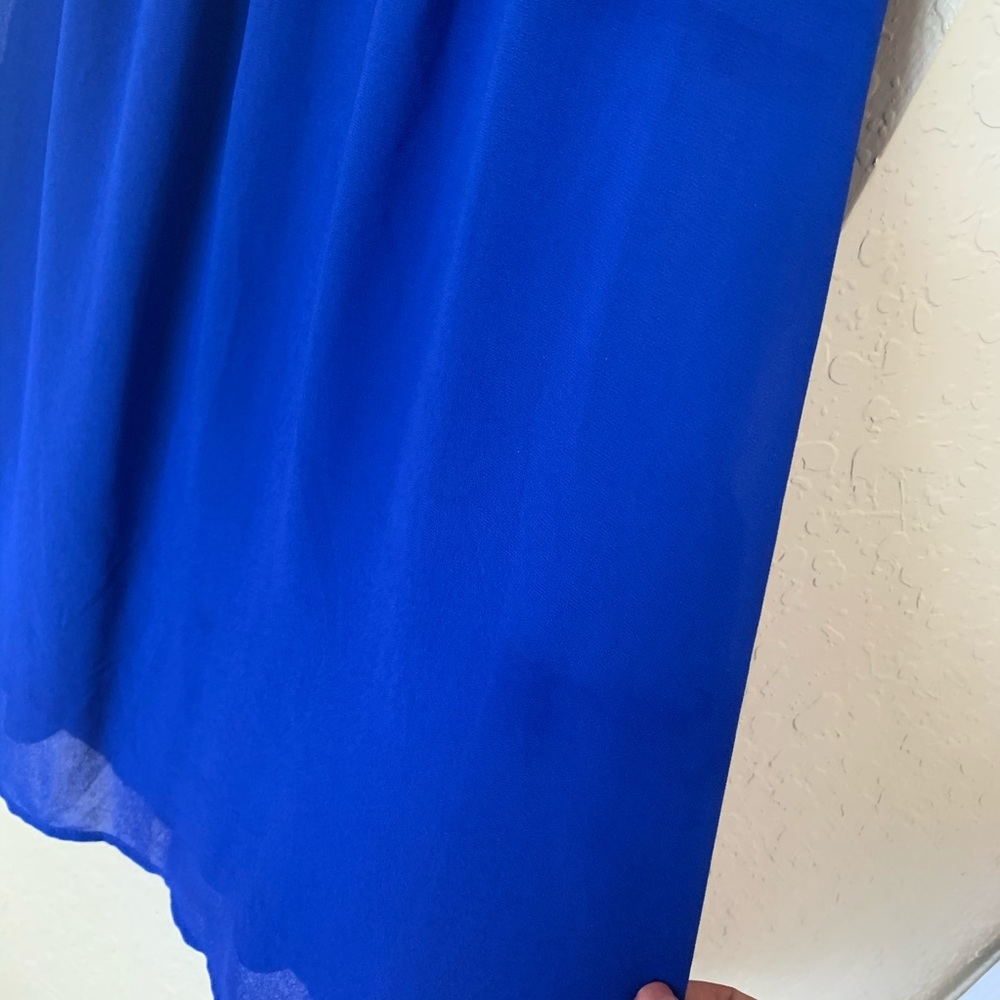Blue Off-The-Shoulder Ruffle Dress w/ Pockets - Picture 4 of 7